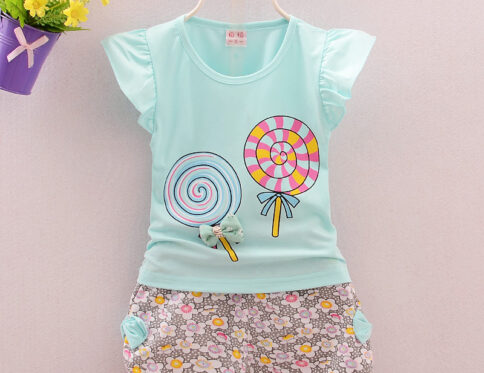 Girl Ruffle Top T-shirt Vest with Shorts