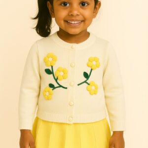 Bold N Elegant Girls Woolen Warm Embroidered Sweater Top with Midi Skirt Winter Party Dress for Girls