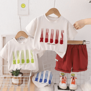 Embroidered t-shirt and shorts summer set