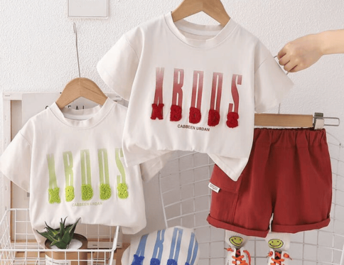 Embroidered t-shirt and shorts summer set