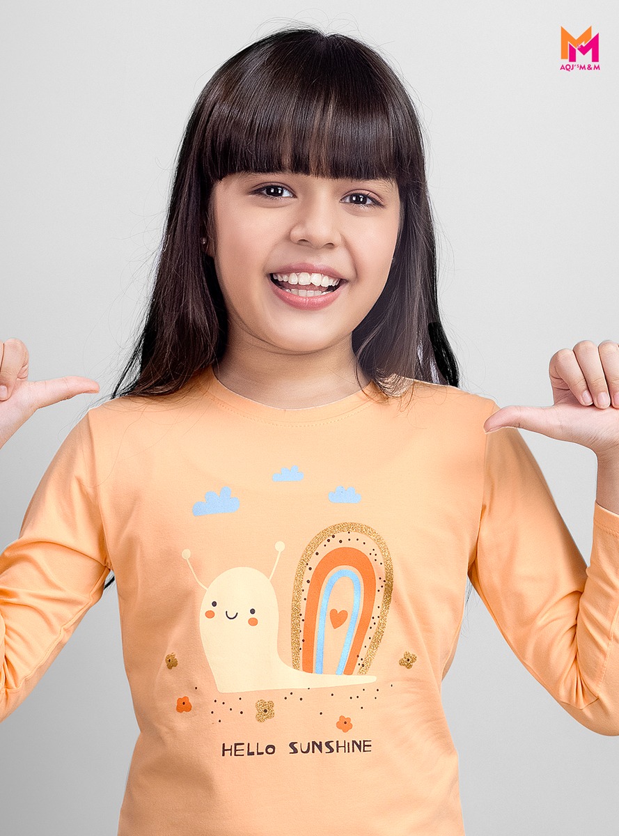 IMG-20241209-WA0092 Orange t-shirt for Girl Graphic Print Regular length Round neck Long sleeves