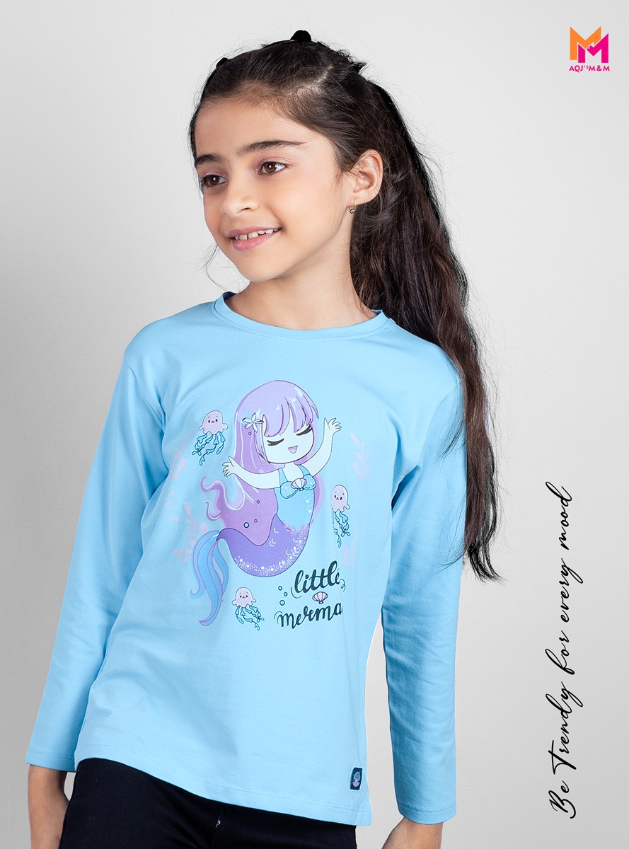IMG-20241209-WA0105 Sky Blue Color t-shirt for Girl Little Mermaid Graphic Print
