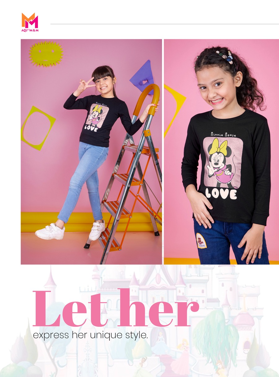 Black & pink Glitter Cotton Knit Regular Fit Minnie Mouse Printed Round Neck Full Sleeve