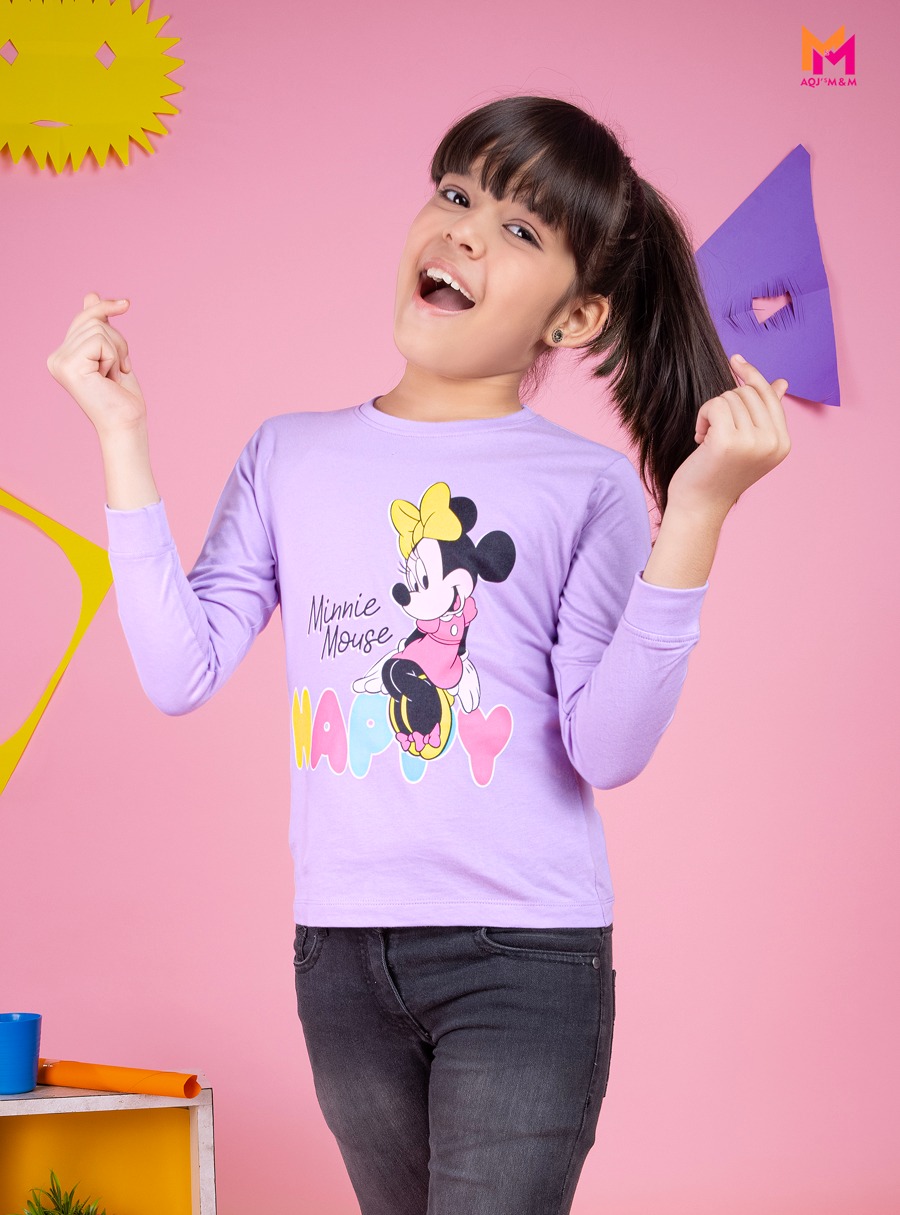 IMG-20241209-WA0128 avender Color Cotton Knit Regular Fit Minnie Mouse Typography Printed Regular Length Round Neck Full Sleeve