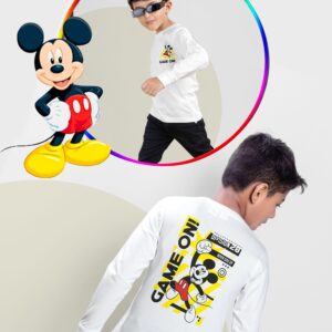 Boys White Cotton Mickey Full Sleeves Fashionable style T-Shirt