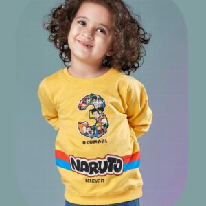 Yellow Boys kids Typography Printed Front & Back Sweatshirt has a round neck long sleeves