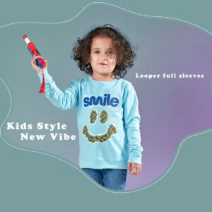 Sky blue Boys kids Typography Printed Front & Back Sweatshirt has a round neck long sleeves