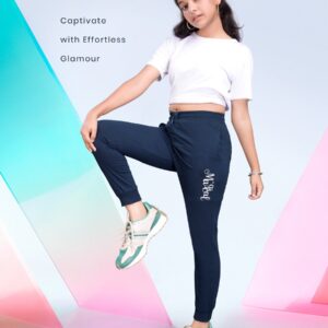 Blue solid regular-fit joggers,track pant has an elasticated waistband with printed, 2 pockets and cuffed hems