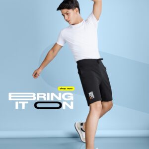 Black solid mid-rice regular-fit shorts cotton looper has an elasticated waistband with dusty colour, 2 pockets