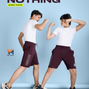 Maroon solid mid-rice regular-fit shorts cotton looper has an elasticated waistband with dusty colour, 2 pockets