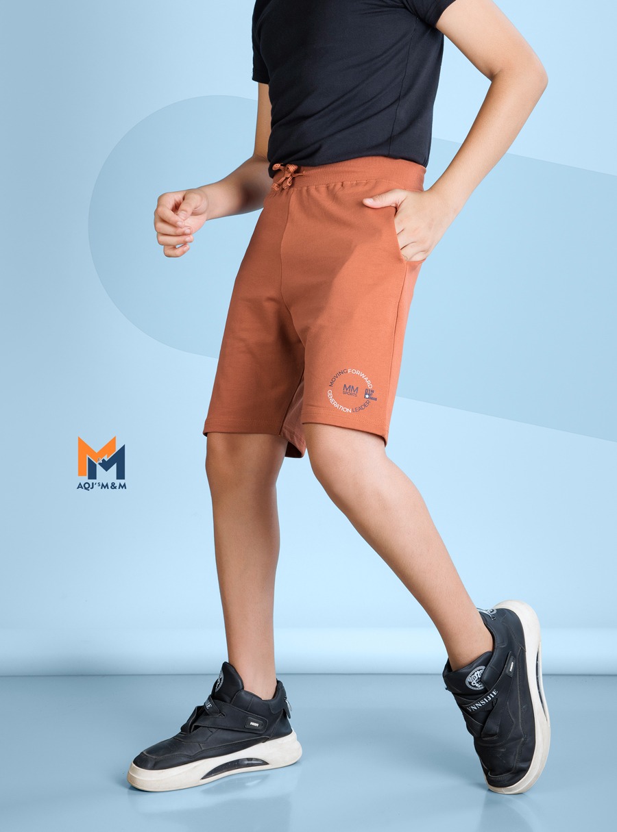 Brown solid mid-rice regular-fit shorts cotton looper has an elasticated waistband with dusty colour, 2 pockets
