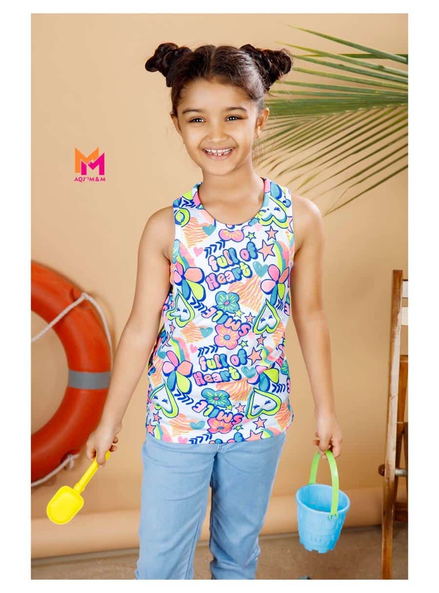 IMG-20250304-WA0064 Multi colour funky flower tax printed regular tank top Solid Round neck, Top no sleeves Knitted