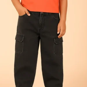 Boys Straight Fit Mid Rise Black Jeans