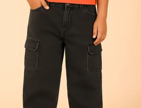 Boys Straight Fit Mid Rise Black Jeans